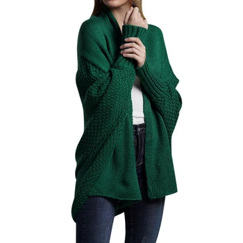 Negabaritinių džemperis cardigan moterų drabužiai kratinys batwing rankovės ilgi susagstomi megztiniai moterų žiemos striukė kailis dideli dydžiai
