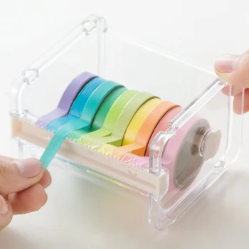 Kūrybos Washi Tape Dispenser Turėtojas Cutter Office Mokyklinės Prekės, Darbo Stalo Reikmenys Izoliacine Juosta Saugojimo Organizatorius Plastikinę Dėžutę