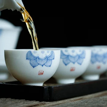 PRIJUOSTĖLĖ 55ML Handpainted Porceliano patys puodeliai Kinijos Kung Fu Arbatos Puodelio Rankų darbo Arbatos Ceremonija Priedai Tradicinės Kinų Drinkware