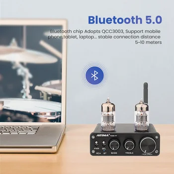 AIYIMA HiFi Stereo 6N3 Vamzdis Stiprintuvo Preamp Bluetooth 5.0 Preamplifier Hifi 6N3 Dulkių Tulžies Tube Preamp Aukštų Bass Tonas