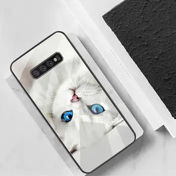 Cute Kačių Dažytos Telefono Dėklas Grūdintas Stiklas Samsung S20 Plius S7 S8 S9 S10 Plus Pastaba 8 9 10 Plius