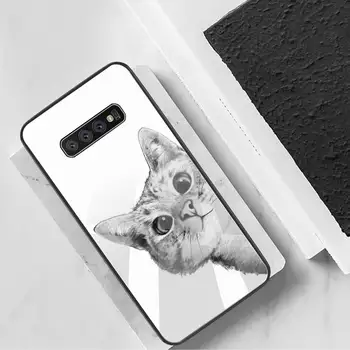 Cute Kačių Dažytos Telefono Dėklas Grūdintas Stiklas Samsung S20 Plius S7 S8 S9 S10 Plus Pastaba 8 9 10 Plius