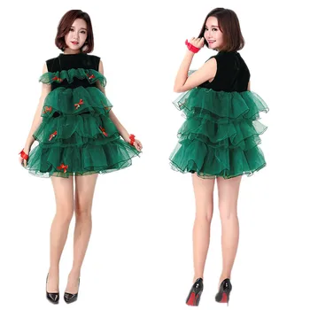 Suaugusiųjų Kalėdų Eglutė Kostiumas Kalėdų Girl Dress Helovinas Kostiumas Šalis Cosplay Žalia Naujųjų Metų Vakarą Suknelė