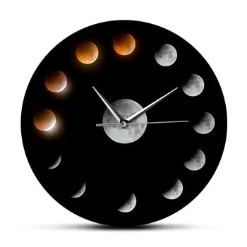 Total Mėnulio Užtemimas Mėnulio Sieninis Laikrodis Kosmoso Mėnulio Ciklą, Namų Dekoro Laikrodis Super Mėnulis Danguje Laikrodis