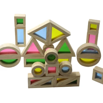 24pcs Mediniai Vaivorykštė Blokai Montessori Žaislai, Mediniai Krūvas Žaislų, Spalvinga Kūrybinių Vaikų Mokymosi Medienos Blokai Žaislas