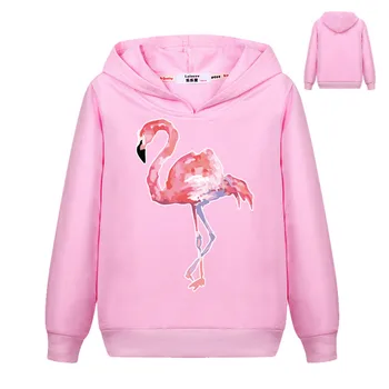 Merginos Pink Flamingo Paukščių Gyvūnų Gobtuvu Palaidinukė Ilgomis Rankovėmis Elegantiškas Medvilnės Megztinis Hoodies Animacinių Filmų Studentų Tracksuit