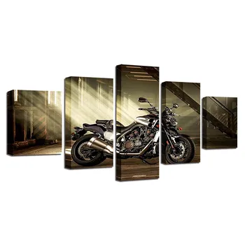 Modulinė Nuotraukos, HD Spaudinių Namų Dekoro 5 vnt Naktiniai Fono Sienos Meno Motociklo Drobės Tapybos Kūrinys Kūrybos Plakatas