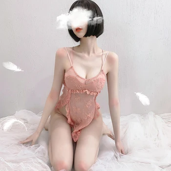 Seksualus apatinis trikotažas egzotinių Moterų persirengimo suknelė Kostiumai Nėrinių Sleepwear Pižamą + G-String Bodydoll sekso souvettement moteris