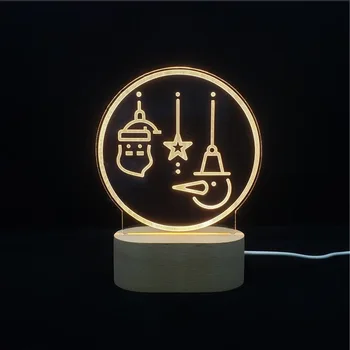 2020 m. Kalėdų Dovana USB Power 3D Akrilo Naktį LED Lemputė 3 Spalvų Šviesos Stalo Lempos Namų dekoro Medžio Bazės