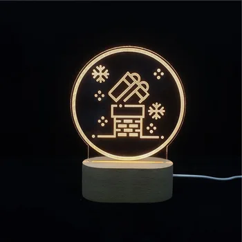 2020 m. Kalėdų Dovana USB Power 3D Akrilo Naktį LED Lemputė 3 Spalvų Šviesos Stalo Lempos Namų dekoro Medžio Bazės