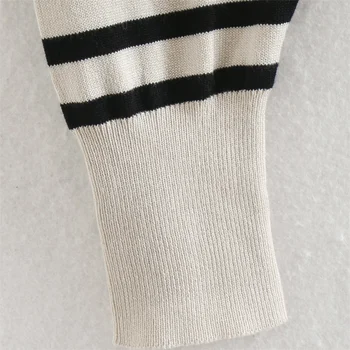 TRAFWomen 2021 Mados Nėriniai Siūlės Siuvinėjimo Siūlės Vintage Megztinis V-kaklo, ilgomis Rankovėmis Moteriška Viršutiniai drabužiai Streetwear