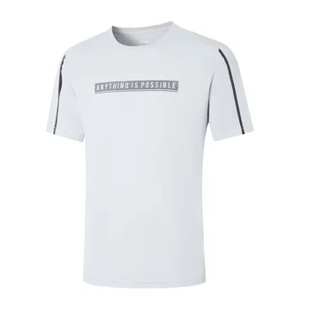 Li-Ning Vyrai Veikia T-Shirts NE SAUSAS Kvėpuojantis Poliesterio Reguliariai Fit Pamušalas li ning Fitneso Sporto Tee ATSQ003