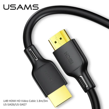 USAMS 4K 2.0 HDMI Kabelis, Vaizdo Kabeliai Auksą, Sidabrą, Bendras 3D Kabelis Apple Tablet TV Splitter Switcher HD Vaizdo Garso Kabelis 3m