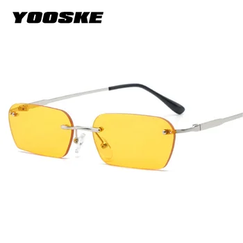 YOOSKE taškus akiniai nuo saulės moterims, prabangos prekės ženklo dizaineris katės akis, saulės akiniai vyrų vintage retro aikštėje mažas sunglass juoda geltona