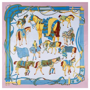 130*130cm Prabanga moterų Grandinės vežimo aikštėje twil šilko skara mados moterų skaros ir apsiaustas foulard femme arklių spausdinti banadana
