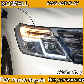 KOWELL Automobilių Stilius 2010-2016 priekinis žibintas, Skirtas NISSAN Patrol Royale LED Žibintai xenon objektyvas, LED automobilių šviesos