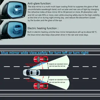Blind Spot Asistentas Sistema BSM Mėlyna Veidrodėlis, skydelis nuo saulės Įrodymas, Veidrodis Bazės-Kaitinamas 2012-17 Toyota Avalon Camry Corolla