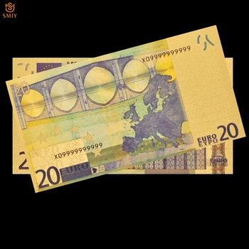 10vnt EUR Aukso Banknotų Popieriaus Pinigų 24k Aukso Folija Replika Banknotų Surinkimo Suvenyrai 20 Eurų Banknotų Nustato Imties