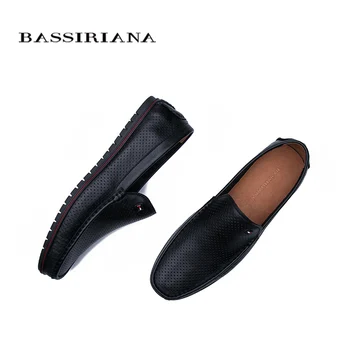 Bassiriana 2020 m. pavasarį nauji vyriški laisvalaikio bateliai, juodos spalvos, tuščiavidurė odos vyriški batai, orui ir patogūs, batai bžūp