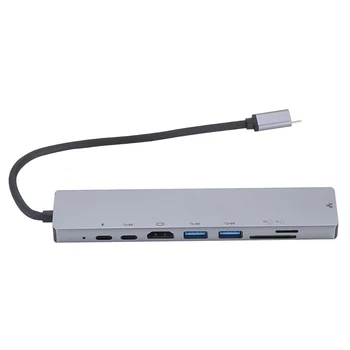 Naujas 8-In-1 USB C Hub C Tipo HDMI RJ45 Ethernet USB 3.0 Prievadus, SD/TF Kortelių Skaitytuvas USB-C PD Galios Tiekimo 