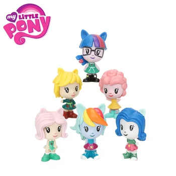 5.5 cm Q Versija 6pcs/set Mano Mažai Pony Žaislai Mini Ponis Lėlės Draugystė, Magic Rainbow Dash Twilight Sparkle Pav Kalėdų