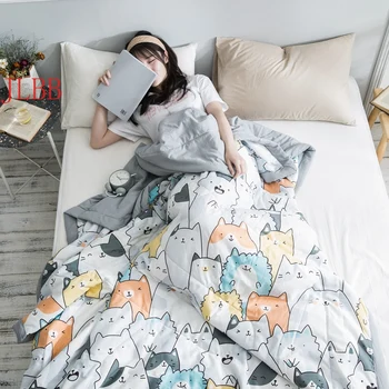 2020 NAUJAS plauti medvilnės, antklodės, vasaros mesti antklodę 1pc lova padengti 200*230cm Šviežumo spausdinti katė antklode, minkštas kratinys, antklodės lova