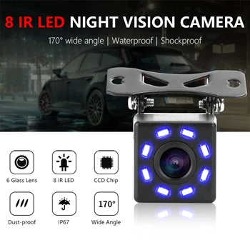 Jansite Vandeniui atspari galinio vaizdo kamera, Atbulinės eigos Parkavimo linija 8 LED 170 laipsnių apžvalgos kampas naktinio matymo automobilių kamera atsargine kamera