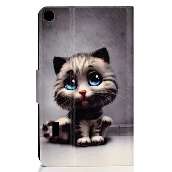 Cute Kačių Atveju, Huawei MediaPad T3 7.0 BG2-W09 Padengti Funda Silikono PU Odos Stovėti Odos Shell Garbė Žaisti Mygtukai 2 7.0 +Dovana