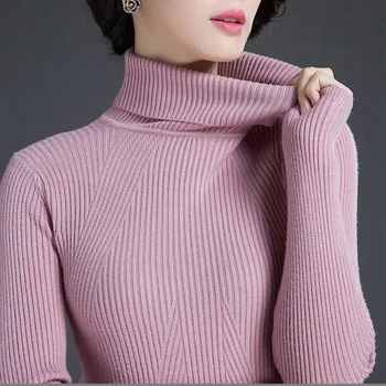 2020 Naujas Kašmyro Storio Golfo Megztinis Moteriška Rudens-Žiemos ilgomis rankovėmis Slim Moterų Šiltas Megztinis