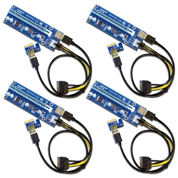 4-Pack PCIe 6-Pin PCI-E 16X, kad 1X Varomas Stovo Adapteris Kortelę su 60cm USB 3.0 prailginimo Laido Ir 6-Pin PCI-E prie SATA