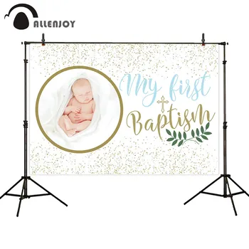 Allenjoy Taškų Backdrops Mano Pirmasis Baptish Lapai Vaikas, Gimtadienio Baneriai Švęsti Baby Shower Renginio Sienos Fone Dekoras
