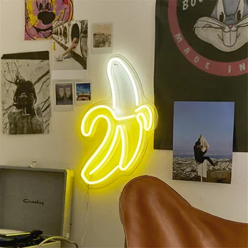 Bananų 3D Neon LED Nakties Šviesos Miegamojo Puošimas Lempos, Sienų Apdaila Baras Išdėstymas Atmosfera Lampara Šalies Kabinti Apdaila Žibintai
