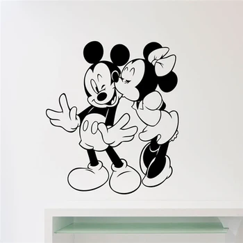Disney Mickey Ir Minnie Mouse Bučiavosi Sienų Lipdukai Animacinių filmų PVC Lipduko Vaikų Kambario Sienų Lipdukai 58 x 52