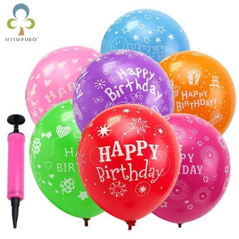 50/100vnt 12 colių latekso balionų Vaikų gimtadienio balionai su Gimtadieniu spausdinimo balionas su gimtadieniu balionai GYH