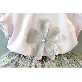 2020 naujas vasaros mergaičių drabužių rinkiniai ponios laukinių gėlių marškinėliai + gėlių siūlai sijonas tiktų vaikams drabužių