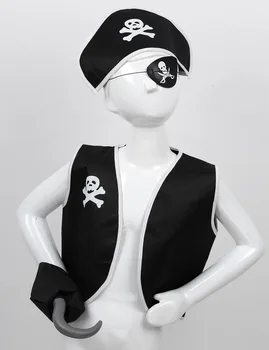 5vnt Vaikai Helovinas Kostiumas Piratų Vaidmenį Žaisti Dress Up Nustatyti Berniukų, Mergaičių Prom kostiumai Unisex Viršuje Berankovė Liemenė su skrybėlę