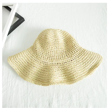 Paprasta Mergina Rafija Saulės Skrybėlę Platus Kraštų Floppy Vasaros Skrybėlės Moterų Paplūdimio Panama Šiaudų Dome Kibiro Kepurę Femme Atspalvį Skrybėlę
