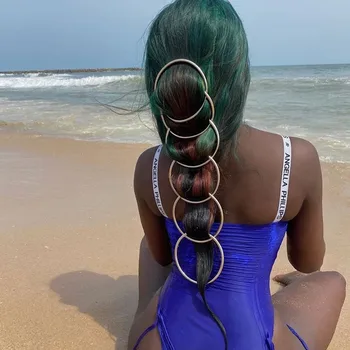 3Pcs Mados 10cm Metalo Didelis Apvalus CC Plaukų Pynimo Žiedai Priedai Įrašus Moterų Lankas, Apskritimas, Plaukų priauginimas Plaukų Žiedai