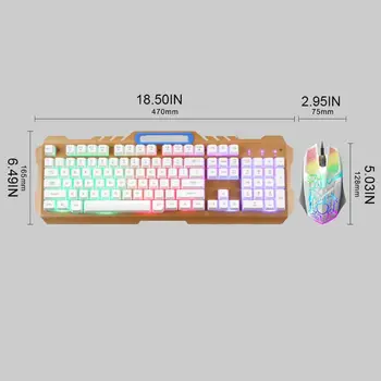 Laidinio Žaidimų Klaviatūra, Pelė Combo Rinkinys, spalvotu LED Apšvietimu Stalinis Kompiuteris Žaidimų Keyboad Apšviesta Nešiojamojo kompiuterio Pelės