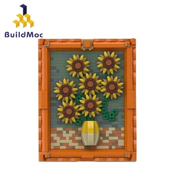 BuildMoc Pixel Art Mozaika, Tapyba Nustatyti Menininkas Duomenys Šedevras Saulėgrąžų SS Statybiniai Blokai, Plytos, Meno Žaislas Vaikams, Dovana
