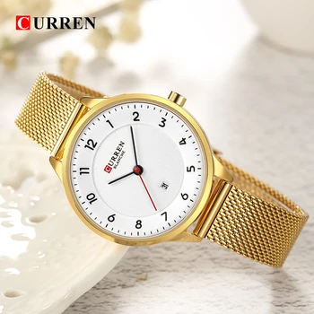 Curren Karšto Pardavimo Ponios Žiūrėti Kvarco moterų laikrodžiai Curren Mados moteriški laikrodžiai, Nerūdijančio Plieno, Aukso žiūrėti moterų 9035B