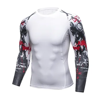 Vyriški ilgomis Rankovėmis Viršūnes&Tees Fitneso Drabužių Suspaudimo Marškinėlius Šilumos Bazinės Sluoksnių 3D Marškinėliai Didmeninės Drabužių Vyrų T-Shirt