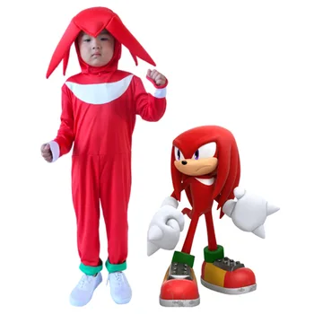 JEMMA LEONG Raudona Sonic the Hedgehog Kostiumas Vaikams Berniukams SEGA Žaidimas Cosplay Halloween Carnival 