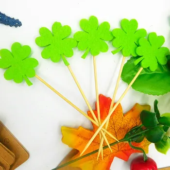 St. Patrick ' s Day Keturių Lapų Dobilų Tortą Įdėkite 40 Vnt Keksiukų Rėžtuvės Blizgučiai Žalia Shamrock Maisto Susitvarko Šalies Pyragas Apdaila