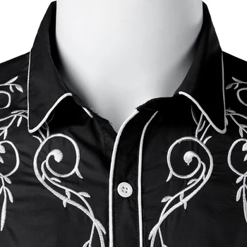 Stilingas Vakarų Kaubojus Marškinėliai Vyrams, Prekės Dizainas Siuvinėjimo Slim Fit Atsitiktinis ilgomis Rankovėmis Marškinėliai Mens Vestuves Marškinėliai vyrams