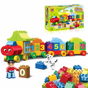 50pcs Duplo Traukinio Numeris Didelių dalelių, Statyba Blokai Traukinio Numeris Plytų Švietimo Baby City, Žaislų Vaikams