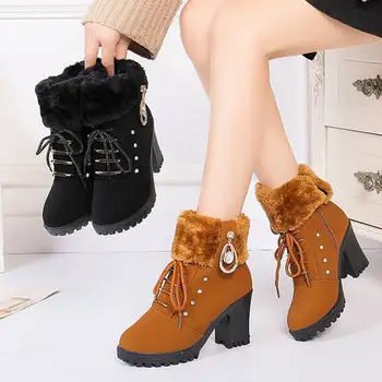 2020 m. rudens ir žiemos naujų Martin batai moterims storio obcasie Britų stiliaus trumpi batai trumpas batai, storos-soled sniego batai plius vel