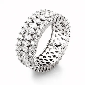 925 Sterling silver Band Žiedai Prabanga Markizė Supjaustyti Lakuotais Deimantų Sužadėtuvių, Vestuvių Žiedai, Moterų ir Vyrų Papuošalai dovana
