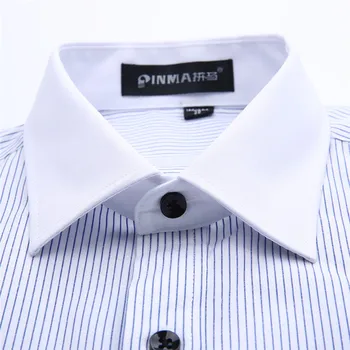 Vasaros kratinys baltas kvadratas apykaklę, trumpas rankovės ne geležies lengva priežiūra reguliariai fit dryžuota suknelė marškiniai verslo vyrai