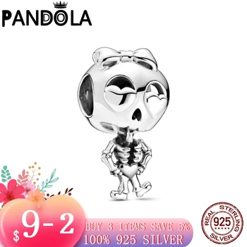 2020 nauja 925 Sterlingas Sidabro gyvūnų Skeletas Mergina Pakabukai Karoliukų Apyrankė Tinka Originalus Pandora Apyrankė 